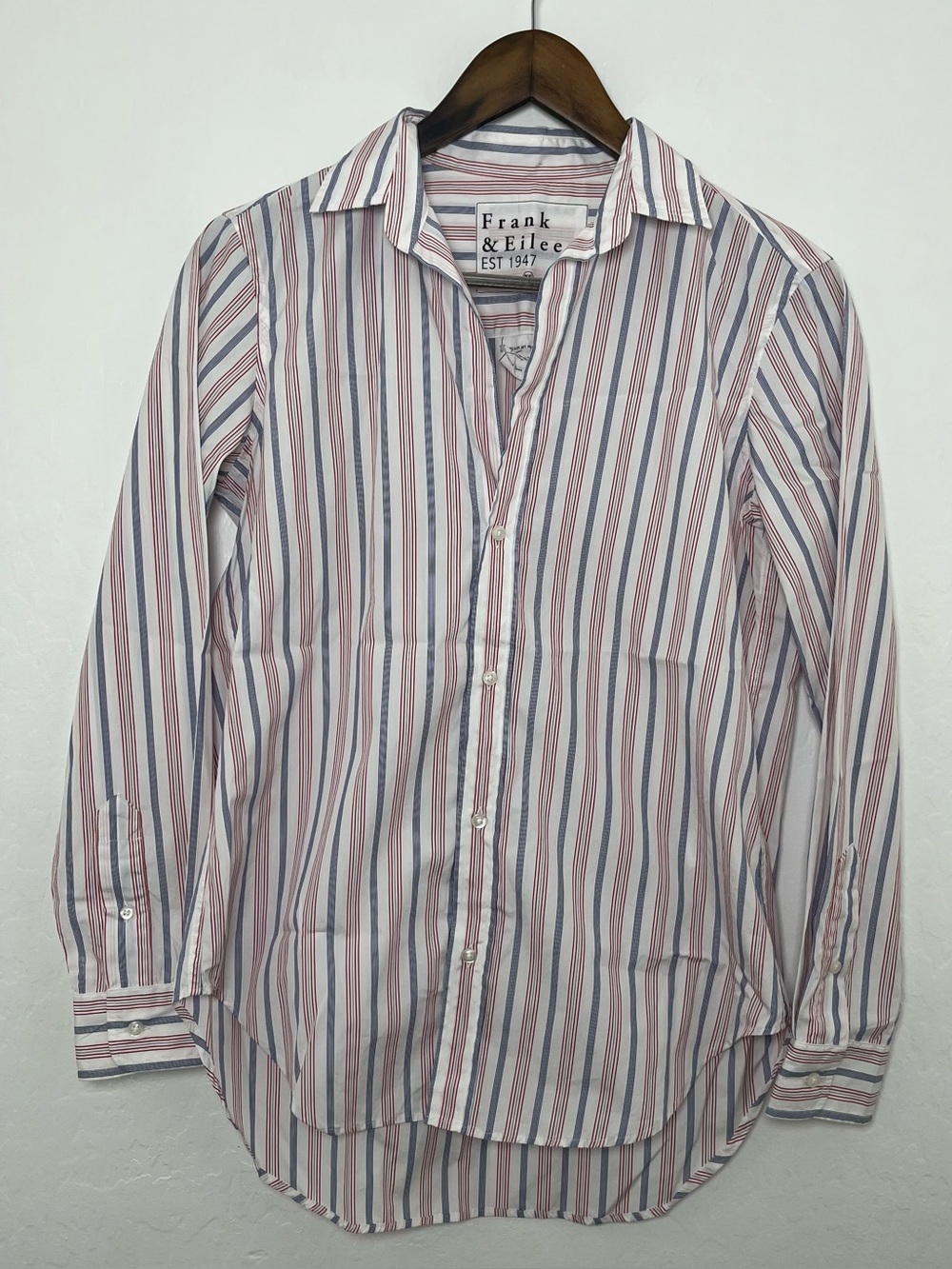 Frank & Eileen Frank Woven In Italy Striped Cotton Top XS Quiet Luxury Preppy